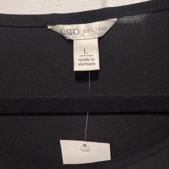 Cato Black Long Sleeve Top with Leopard Accent - Picture 6 of 9